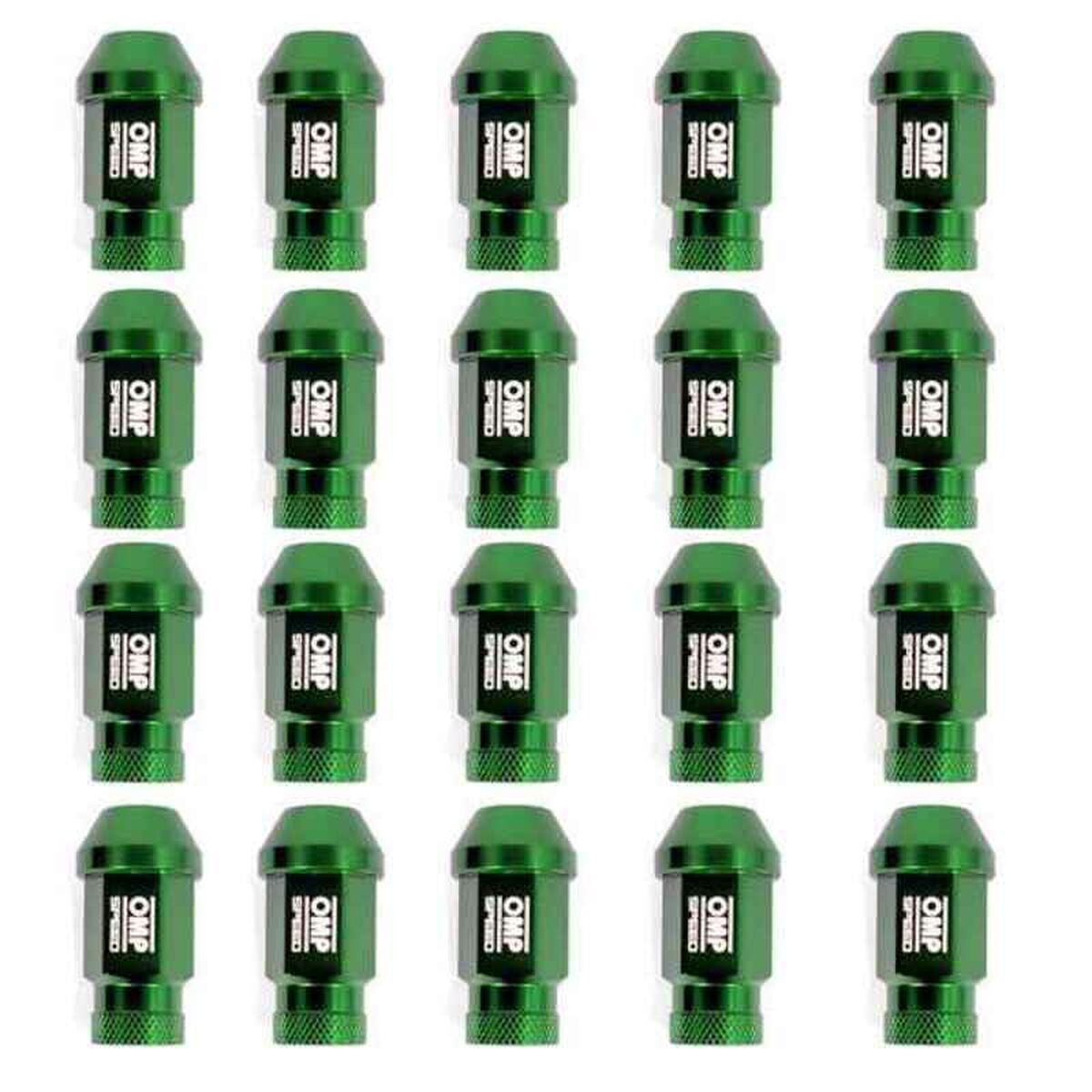 Set Mutterit OMP 7075 40 mm M12 x 1,25 20 uds Vihreä